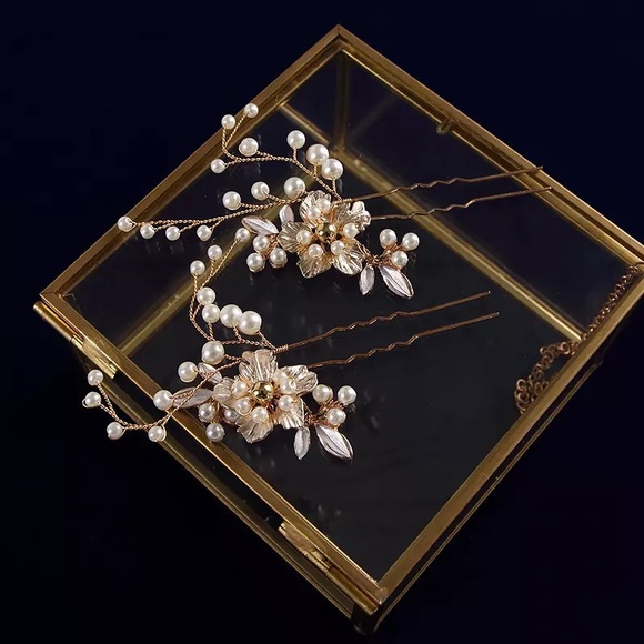 Anthropologie Pearl Gold Wire Hair 1-Pin Accessories Updo Clip On 1pcs - Picture 7 of 16